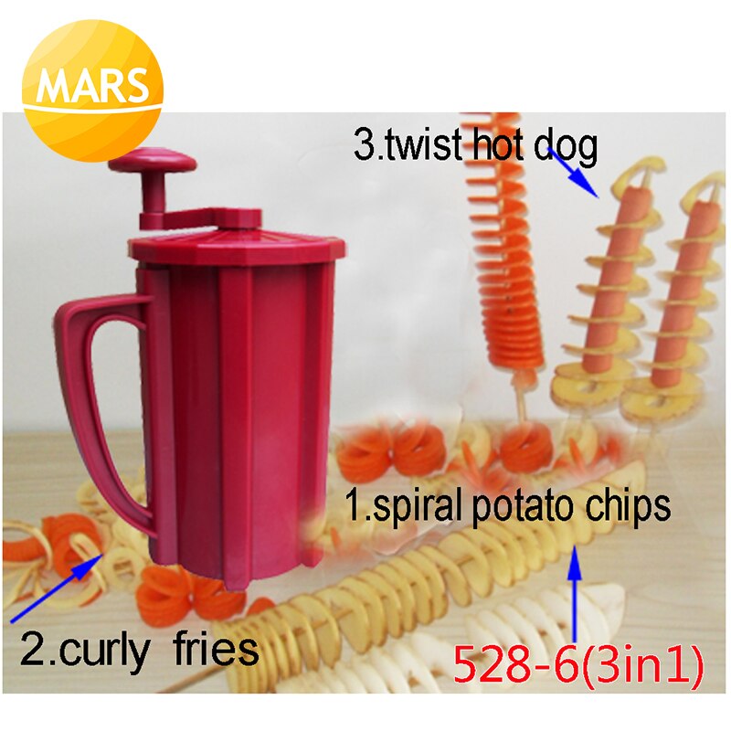 Manual Twisted Potato Slicer Curly Fries Twister Dog Spiral Potato Cutter 3 Functions Tornado Potato Cutter Slicing Machine