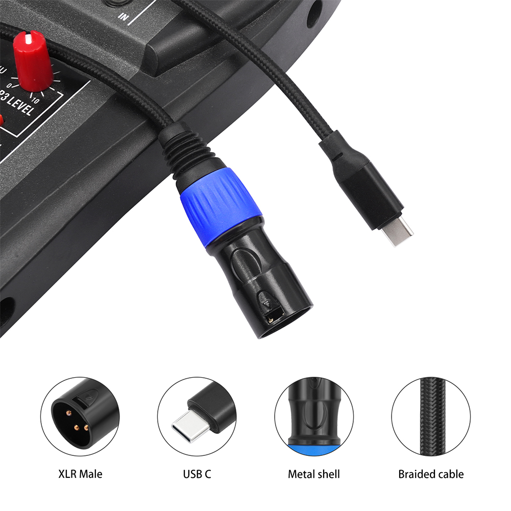 USB C auf XLR-Kabel Typ C auf XLR-Stecker, Einkanal-Ausgang, Audio--Verbindungskabel für Verstärker, Lautsprecher, Rührgerät, Konsole