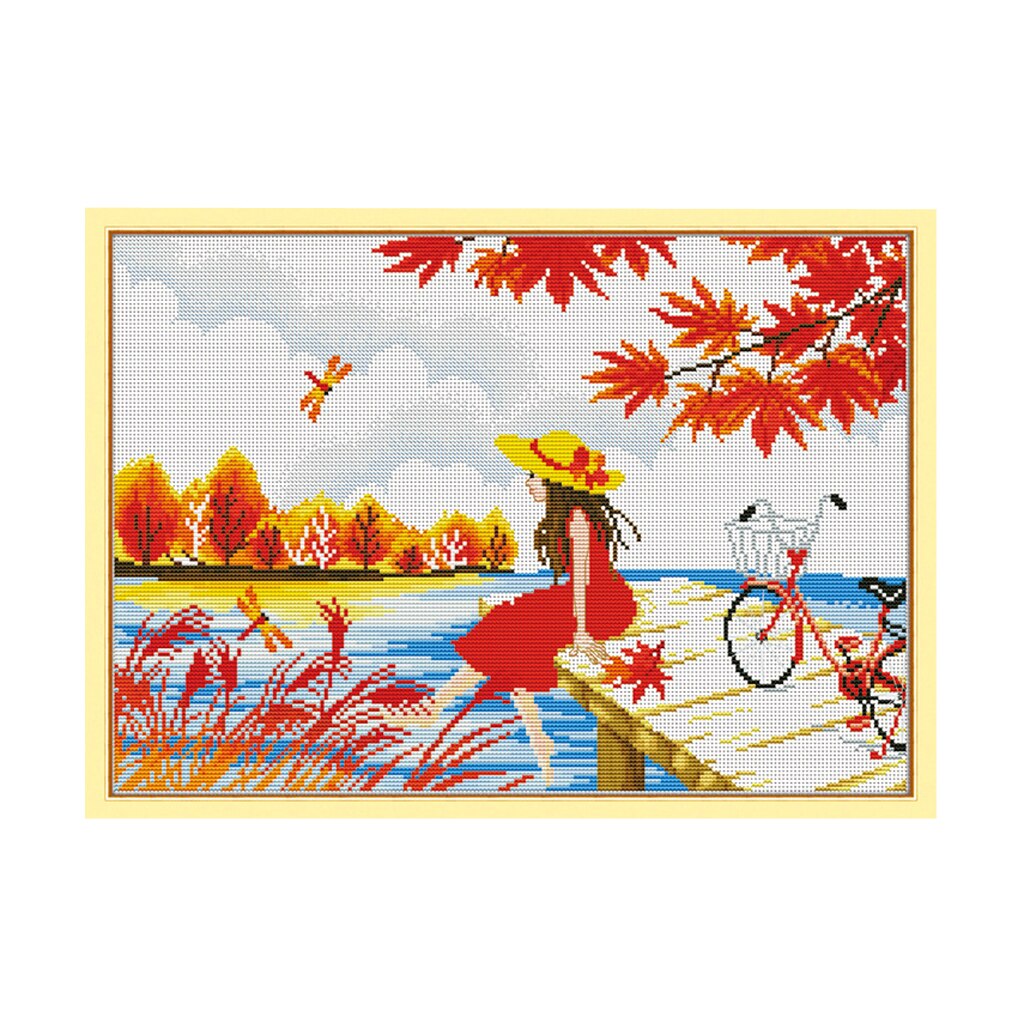 Autumn Landscape Cross Stitch Kit Counted Cross Stitch Set Preprinted
