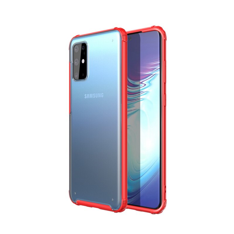 Funda de teléfono blindada a prueba de golpes para Samsung Galaxy S20 Ultra S10 S10e Note 10 Plus funda híbrida/TPU protege la cubierta dura transparente: For Samsung S20 Plus / Rojo