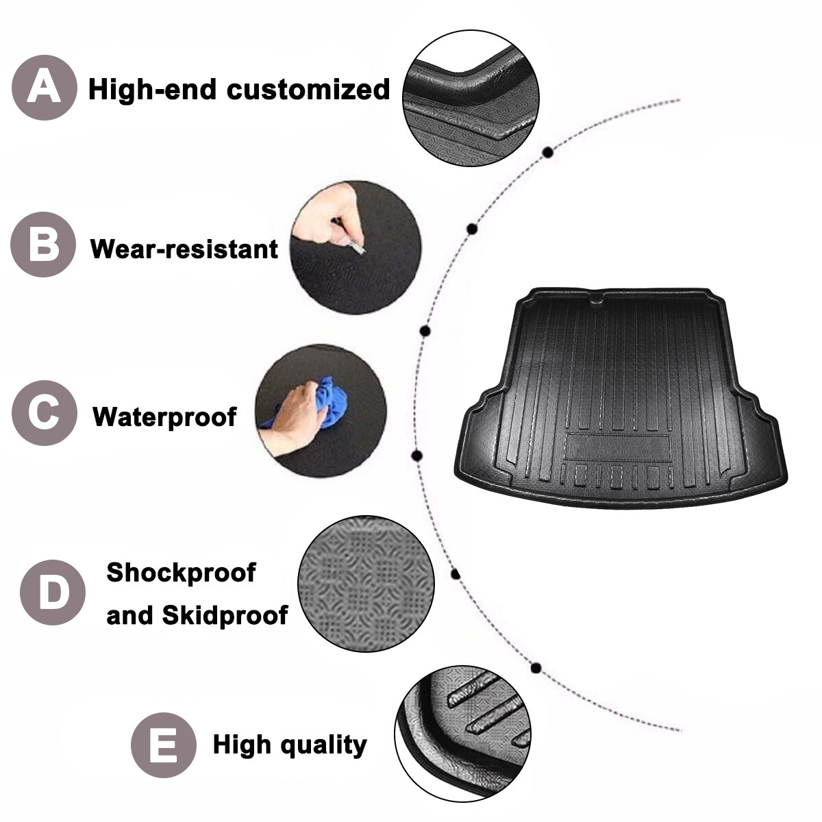 Car Floor Mat Carpet For Volkswagen Jetta Sedan Rear Trunk Anti-mud Cover