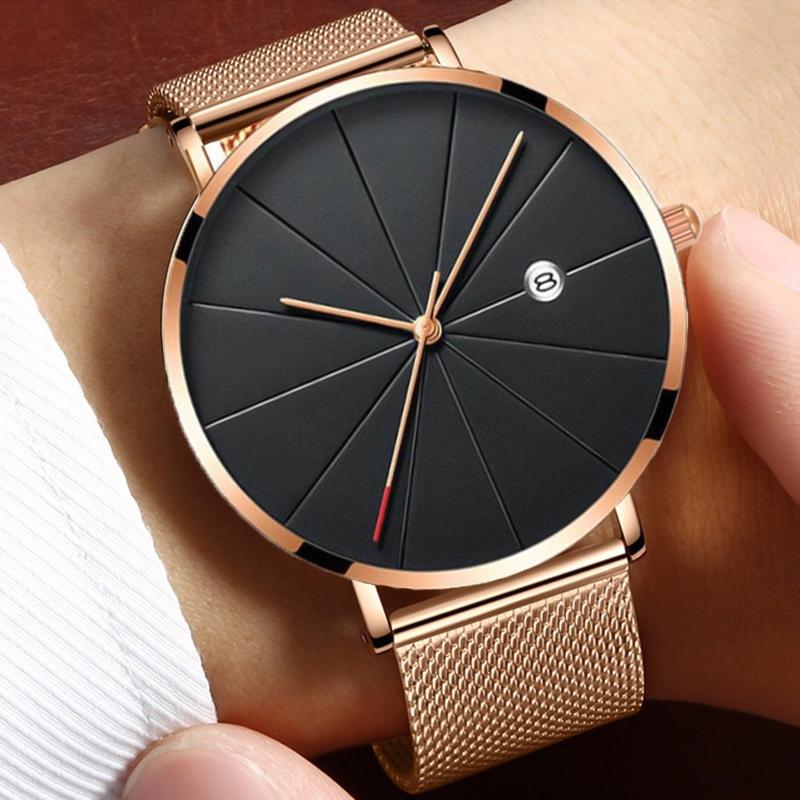 Montres Ultra-fines pour femmes, montre-Bracelet de luxe en or Rose, tendance