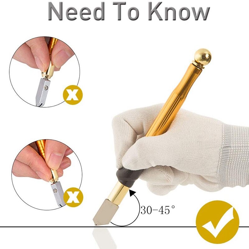 Glass Cutter Tool 2-19mm Automatic Oiling Cutter for Thick Glass and Ceramic Tile Pencil Shape and