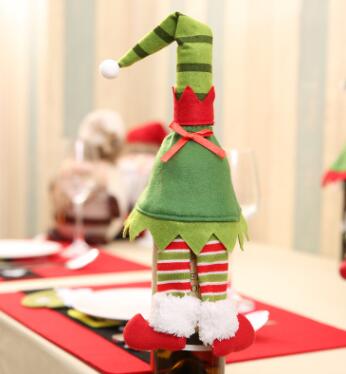 Weihnachten Wein Flasche Dekorationen Nette Lange Bein Plüsch Spielzeug Wein Flasche Deckel Abdeckung Wein Deckel Weihnachten Party Dekoration: Streifen
