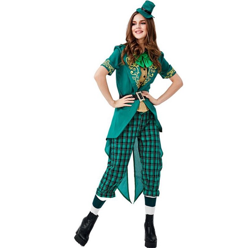 Volwassen Vrouwen Lucky Charms Kabouter Ierse Party Dress St Patrick Dag Kostuum Outfit met Hoed en Sokken