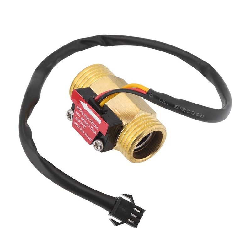1 Piece Of Yf-B1 Turbine Water Flow Sensor G1 / 2 Inch Electromagnetic Brass In-Line Hall Switch Male Thread 1-25 L/Min