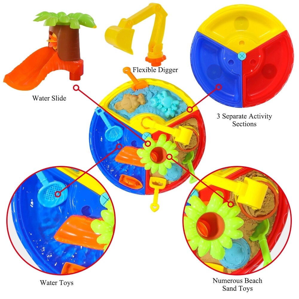 12 Stuks 3-In-1 Zand Water Activiteit Ronde Tafel Strand Speelgoed Strand Zand Speelgoed Set Met Activiteit zand Water Tafel Outdoor Speelgoed Voor Kinderen