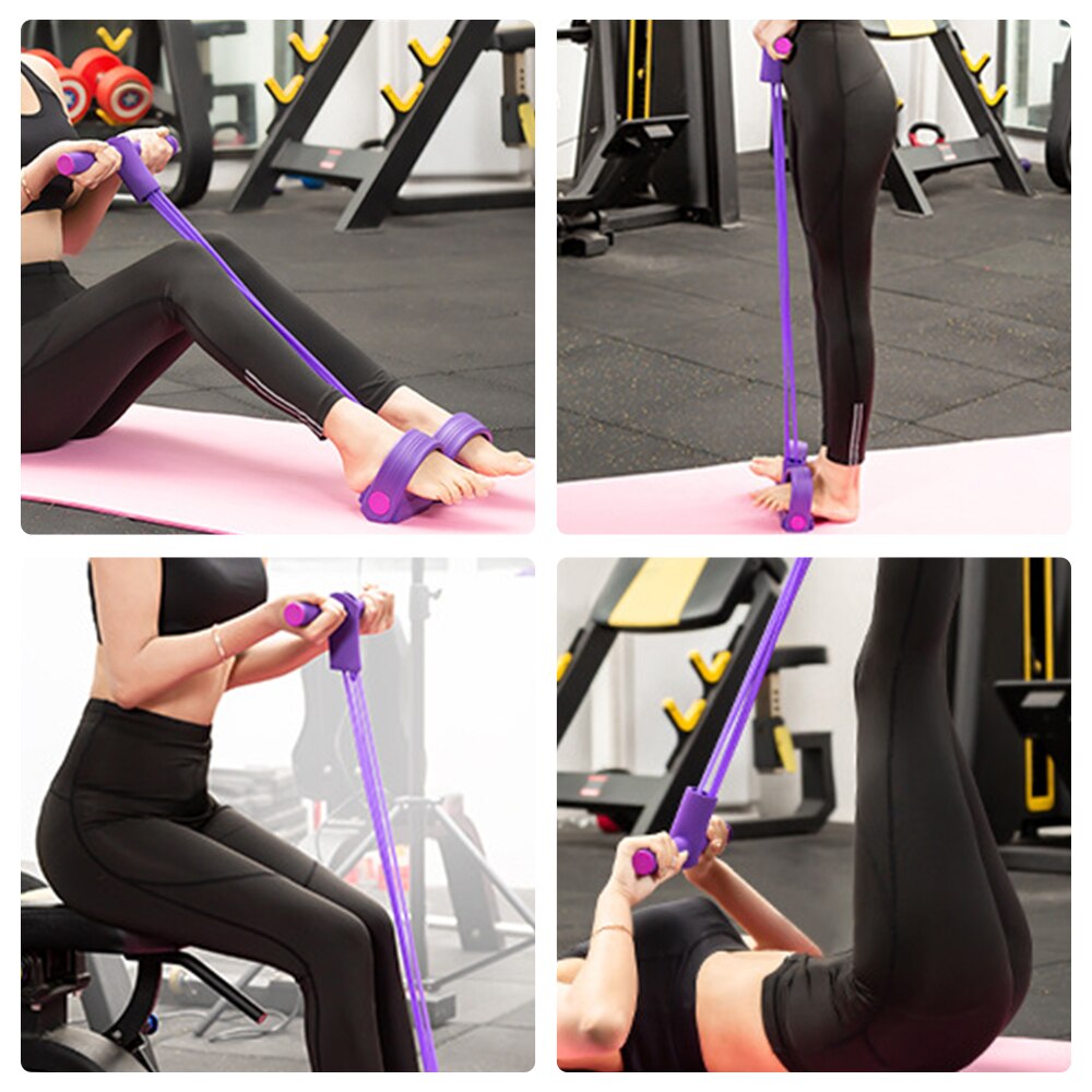 Guador Buikkrachttraining expander 4 buis benen trainer buikspieren spantouw fitness pedaal weerstand elastisch touw sport expander fitness pedaal weerstandsbanden 2 stuks
