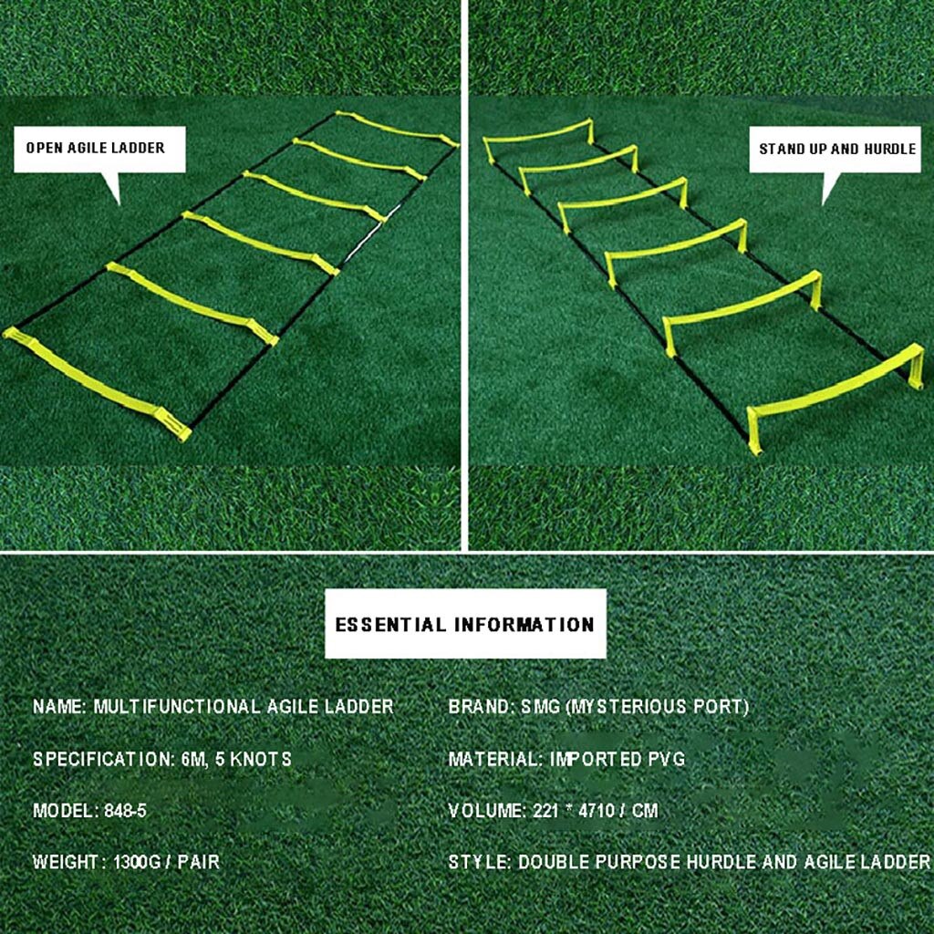 Outdoor Sport Fitness Agility Ladder Carry Bag Footwork Ladder 6 Rung Combo Agility Cones Football Training Rope Jump Lattice
