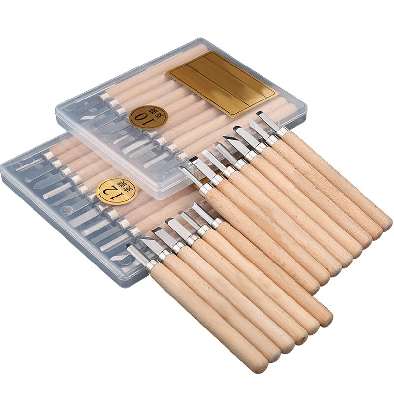 8/10/12pcs Gouge Lathe Chisel Woodworking Wood Tools Carving Turning Art Kit AC889