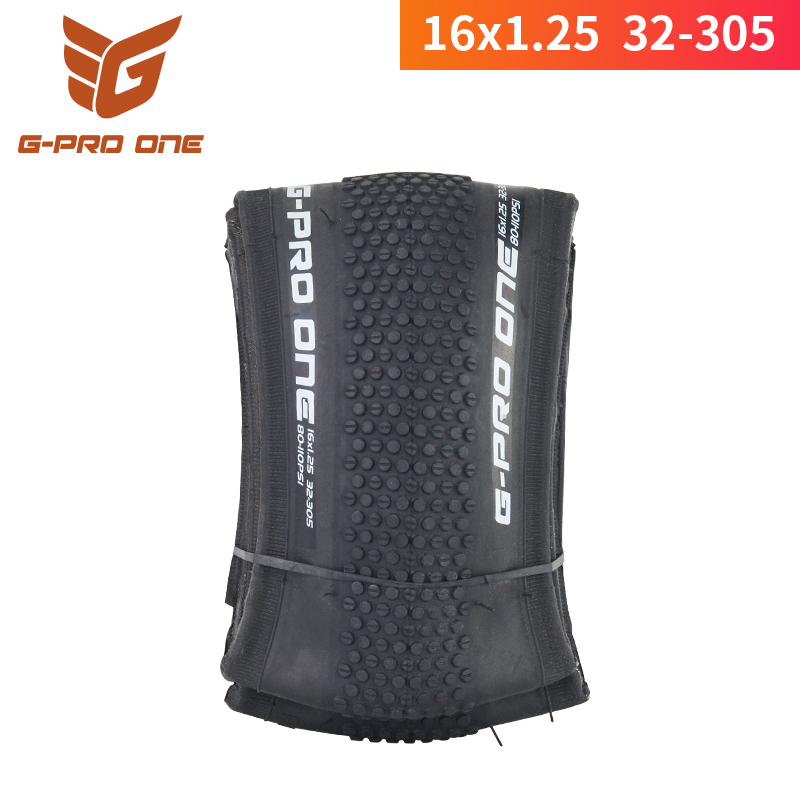 Pneu de vélo pliant G-PRO ONE 16x1.25 32-305, 1 pièce, pneu antidérapant à bord marron de 16 pouces, 305 léger pour Brompton