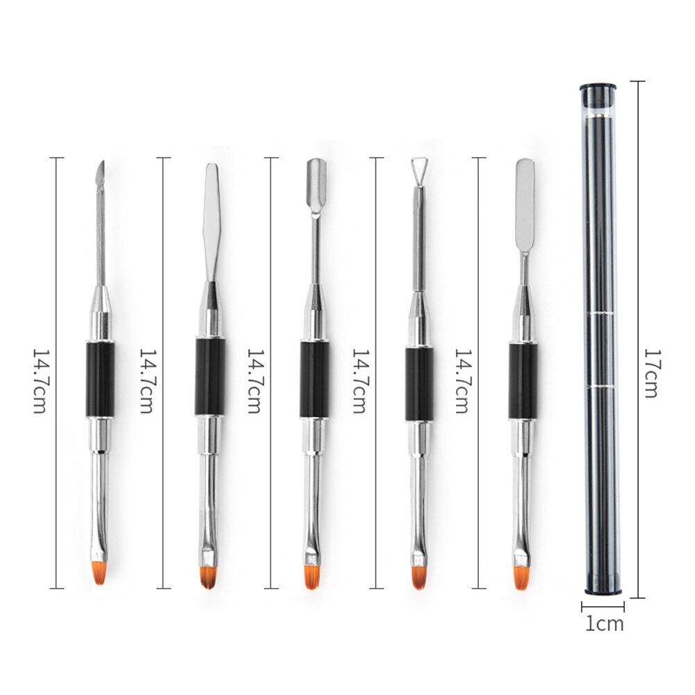 2 In 1 Dual-Ended Brush Picker Rvs Gel Professionele Nail Tool Voor Uv Gel Acryl Nagels Uitbreiding tool