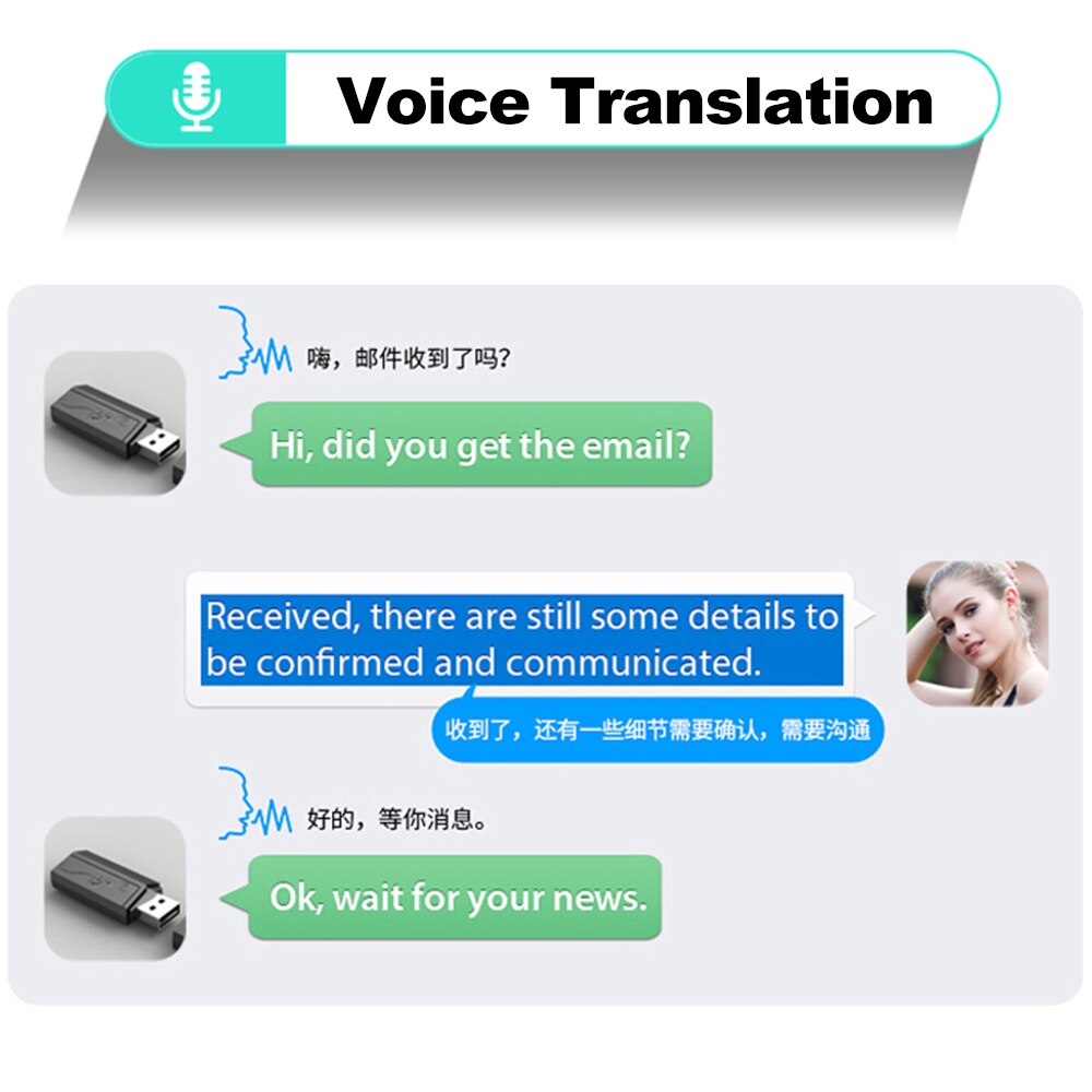 USB AI Voice Assistant Portable Mini Voice Search Voice Translation with 24 Target Languages USB HUB Expansion