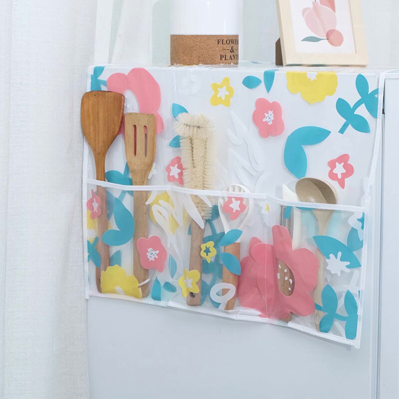 Kühlschrank Staub Abdeckung Tuch Schrank Wasserdicht Staub Abdeckung Blumen- Gedruckt Mit Lagerung Taschen Multi-Funktion Kühlschrank oben Tuch