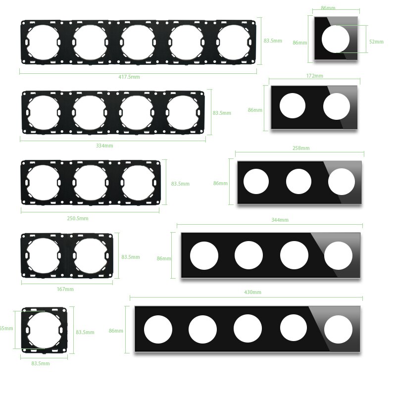 Atlectric Usb Wall Power Socket Black Crystal Glass Panel EU French Socket TV CAT6 HIMI Outlet Function Key DIY Free Combination