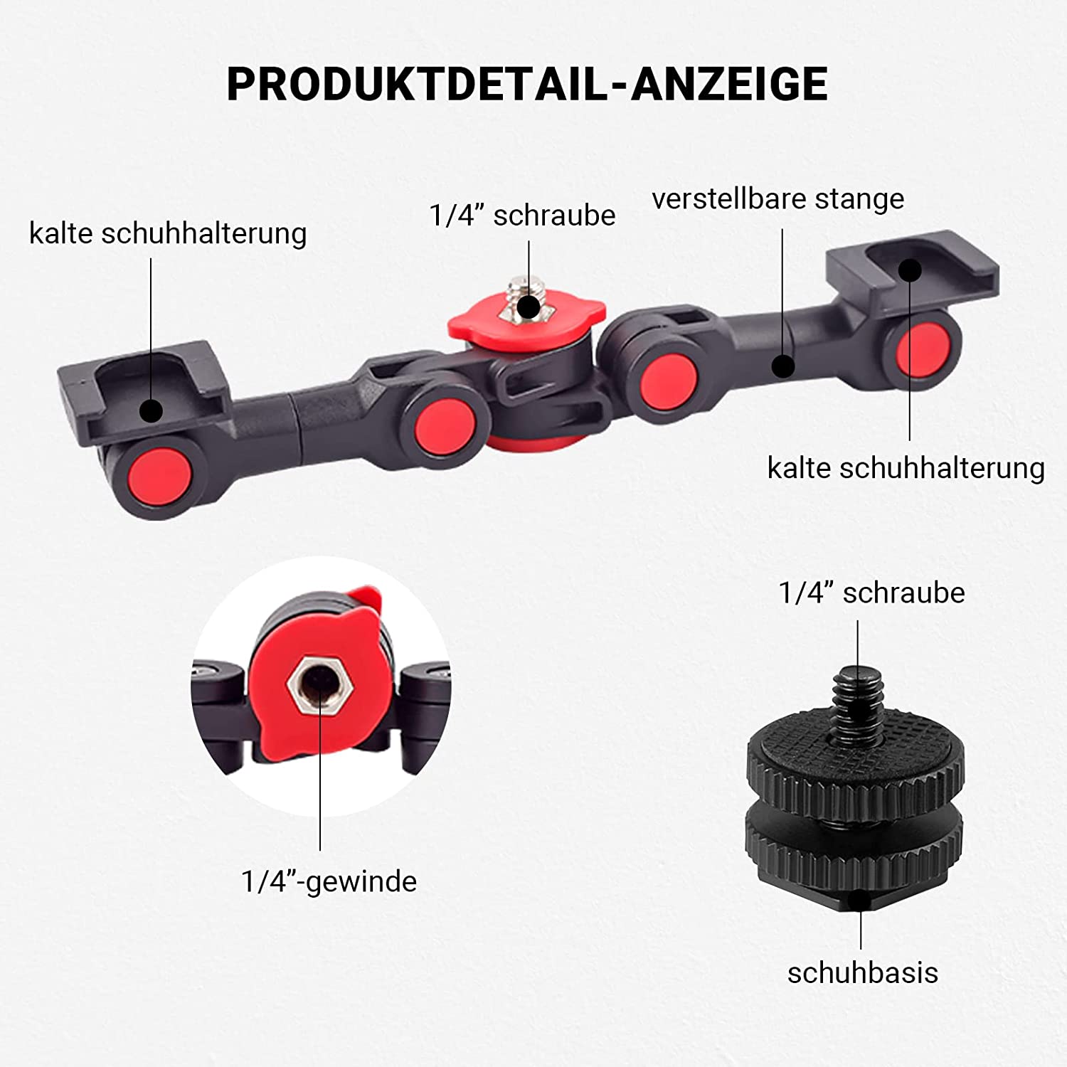 Cold Shoe Base Adapter Mount Extension Bracket Mount for Microphone LED Light Flash (360° Vertical Dual Cold Shoe)