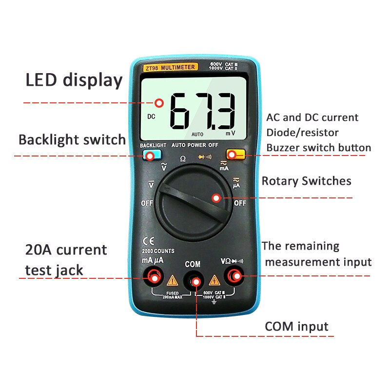 LCD Digital Multimeter Portable Handheld /DC Tester Meter Multitester Pocket Current Ohmmeter Meters Tester Tools