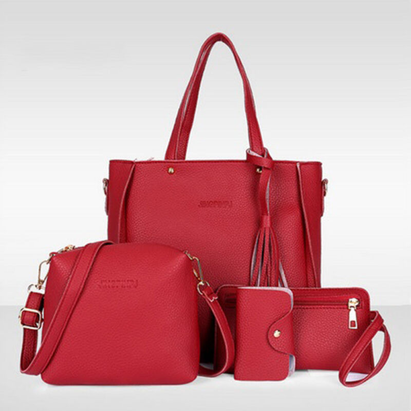 Dame stilfuld kortholder håndtaske crossbody taskesæt billig kvaster pung 4 stk