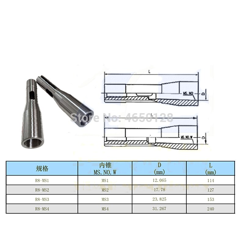 R8 Shank To MT1 MT2 MT3 R8 Drill Chuck Arbor Morse Taper cone Adapter Sleeve