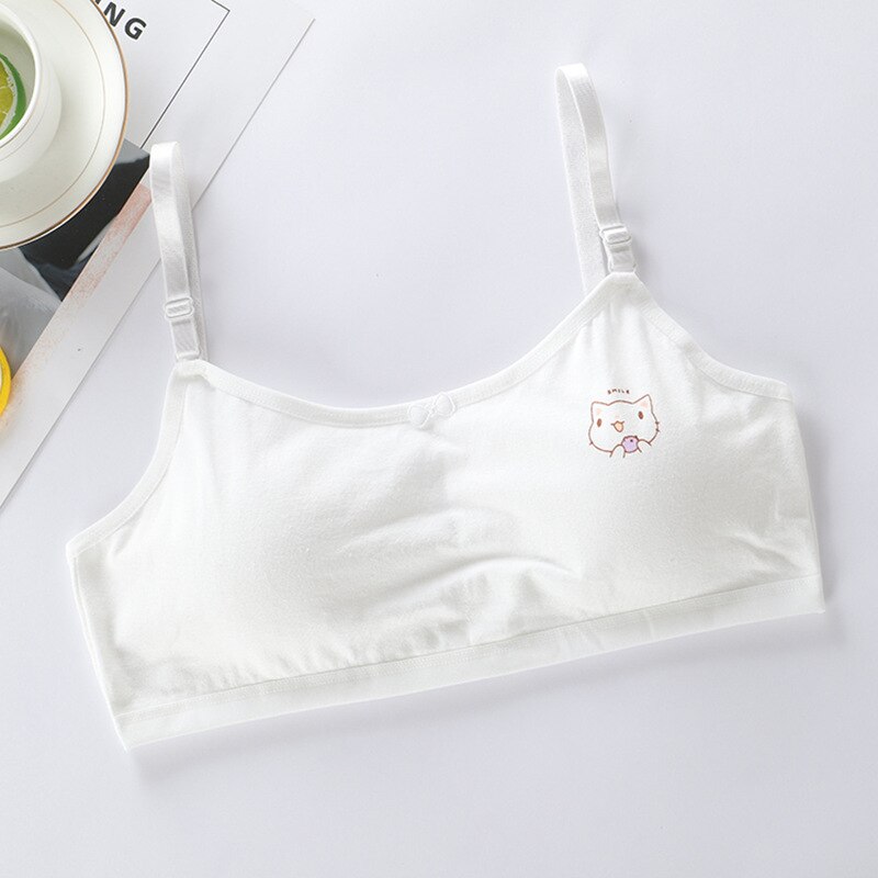 Girls Bra Breathable Teenager Bras for Kids Adolescente Cartoon Bow Bra Solid Color Teen Vest Girls Tube Tops Underwear 8-16Y