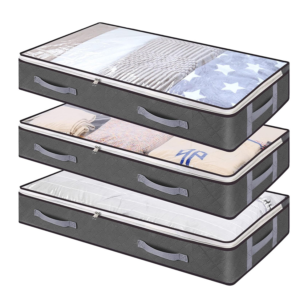 Conteneurs de rangement pliables sous le lit, avec fenêtre transparente, organisateurs de jouets sous le lit et sacs de rangement pour vêtements, bacs de rangement pour placard