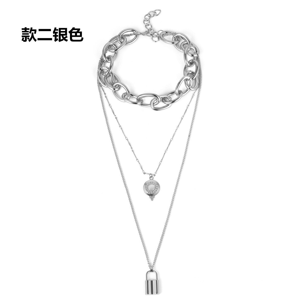 punk di Modo a Più Strati di Blocco Pendenti con Gemme E Perle Gotico Grande Cuore di Spessore Della Catena Girocollo Vintage ▾ Della Moneta Lungo Collane di Perle per Le Donne: 113723