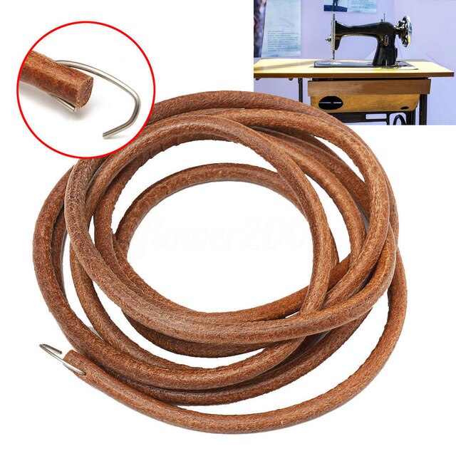 Sybälte läder läderbälte treadle delar 183cm 3/16 tum med krok för singer/jones symaskin hem gammal sömnad: Gul