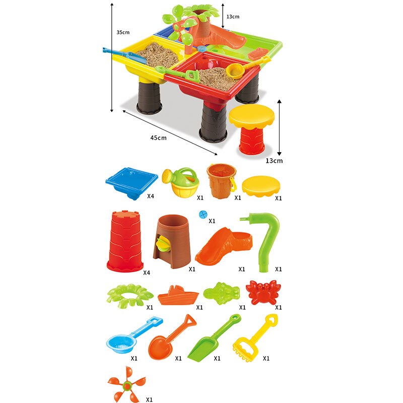 Spiaggia per bambini da tavolo Bambino che gioca strumenti di Bambini che giocano sabbia di dragaggio di sabbia All&#39;aperto giocattoli di puzzle genitore-bambino attività set regali: C