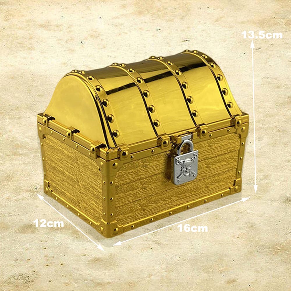 Plastic Pirate Treasure Box Crystal Gem Jewelry Box Storage Organizer Chest Box Treasure For Jewelry Gem Trinket Box: Golden Large