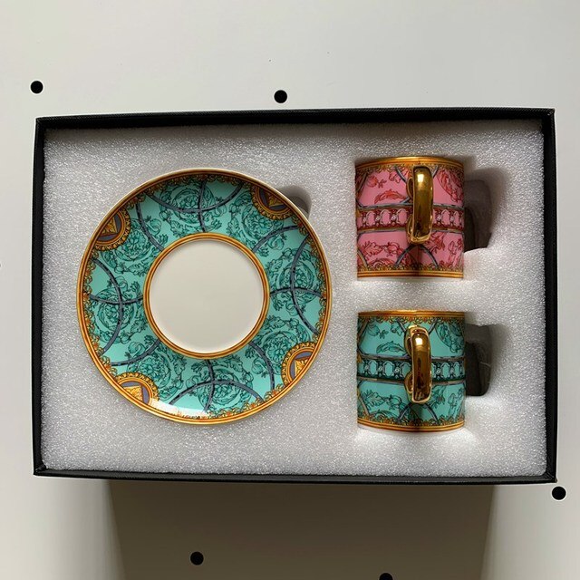 Elegancki styl catering kubek z porcelany kostnej multi-style prosta ceramiczna filiżanka do kawy i spodek danie z wzorem zestaw 2 zestaw z pudełkiem
