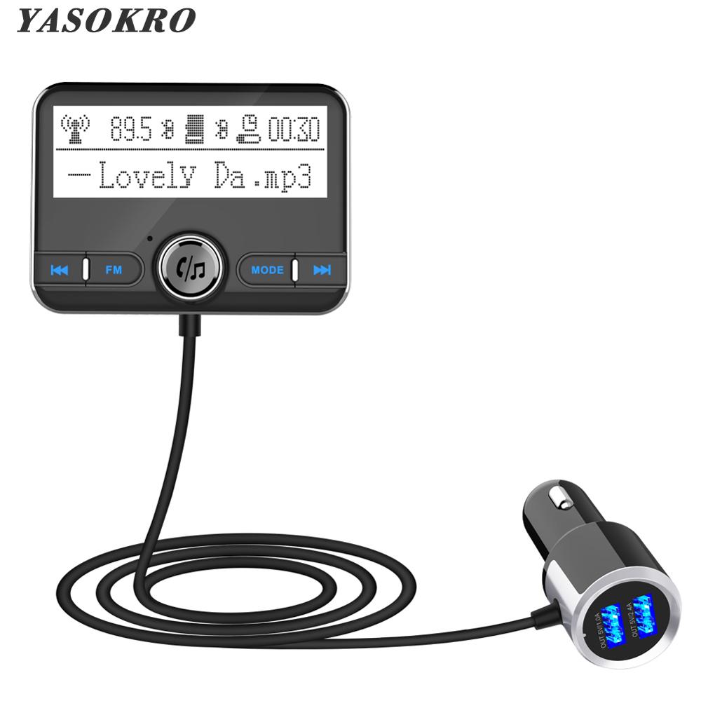YASOKRO Bluetooth Fm-zender Draadloze Auto FM Modulator Auto Mp3 Speler Kit Handsfree Bluetooth Auto Lader met LCD Display