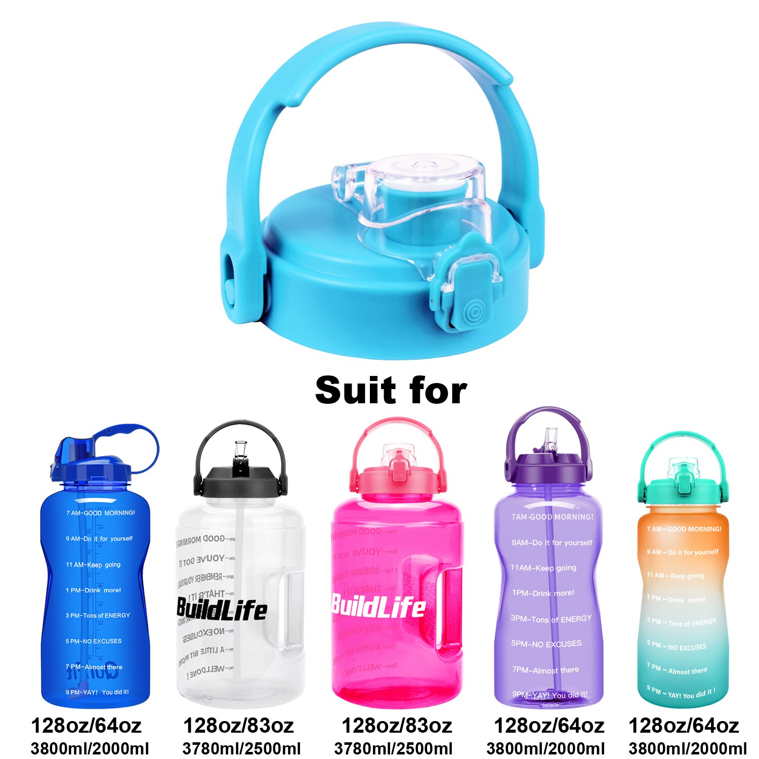 Quifit – couvercle de bouteille d&#39;eau avec paille, pour 2l 3,8 l 2,5 l 3,78 l