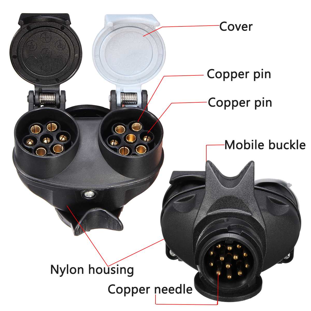 13 Pin To 7 Pin Double-head Connector RV Trailer Power Connector Plug Socket Connector