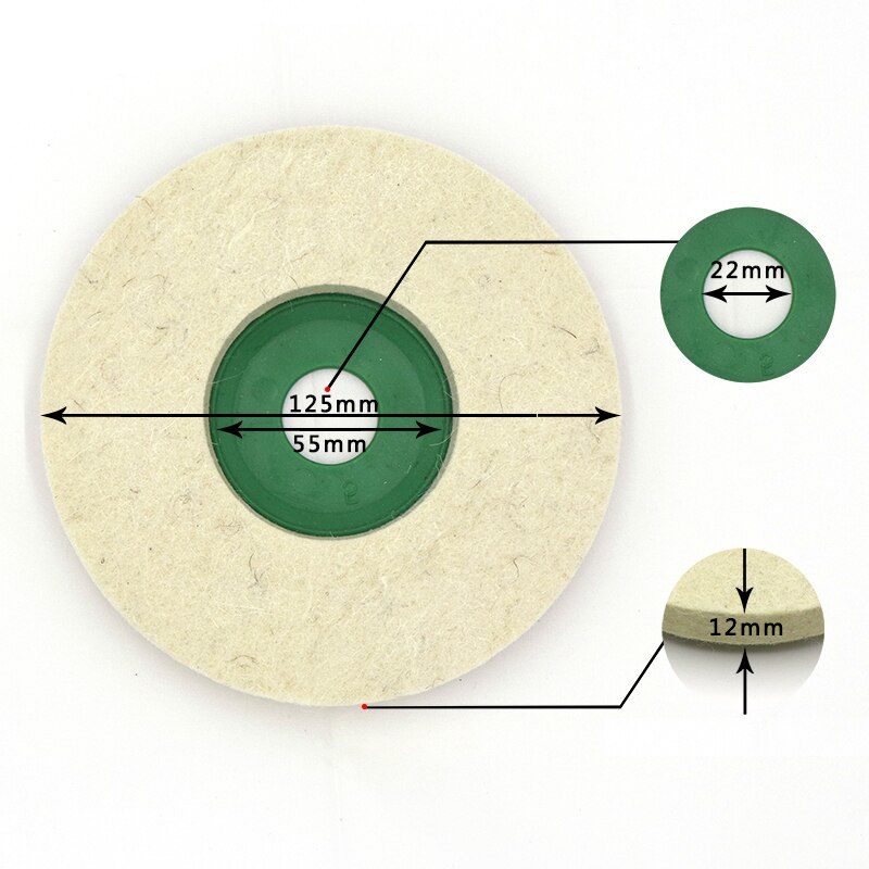 2 Stks/partij 5Inch 125 Mm Wolvilt Polish Wiel Hoek Grinder Buffing Vilt Polijstschijf Voor Rotary Tool Schurende slijpen