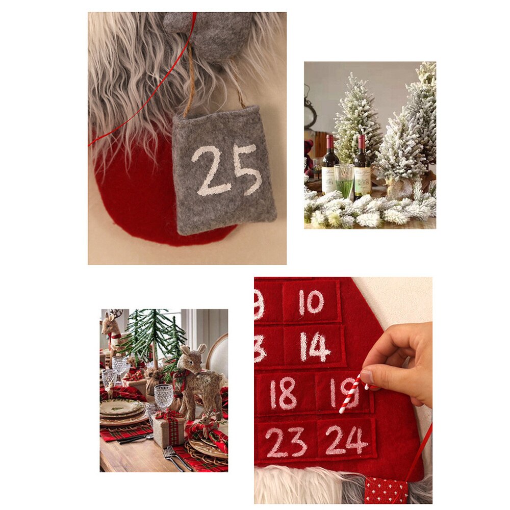 Jul svensk nisse adventskalender hængende jul rød hat svensk julemand nedtællingskalender til julepynt