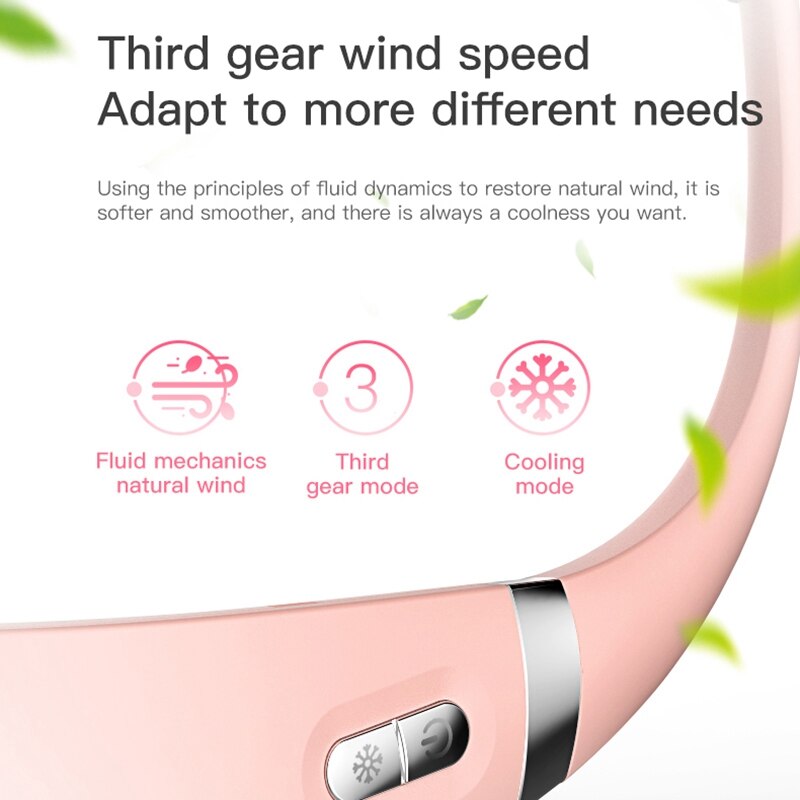 Ventilateur de cou portable rechargeable par usb, idéal pour les voyages en plein air, le bureau, le climatiseur