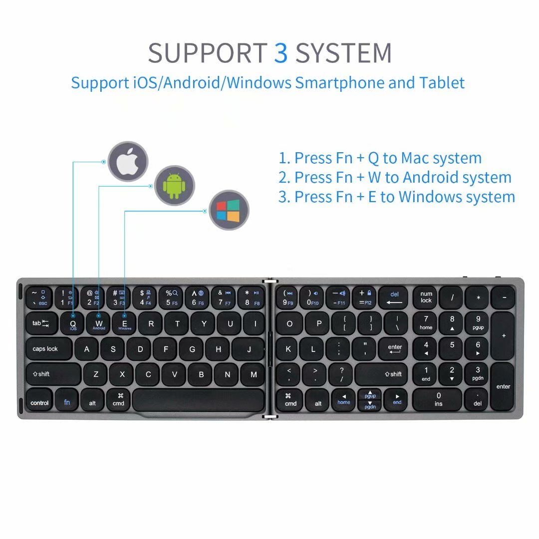 Portable Mini Thin Folding Wireless Bluetooth Keyboard With Numeric Keypad FK328 For Windows Android IOS Tablet iPad Phone