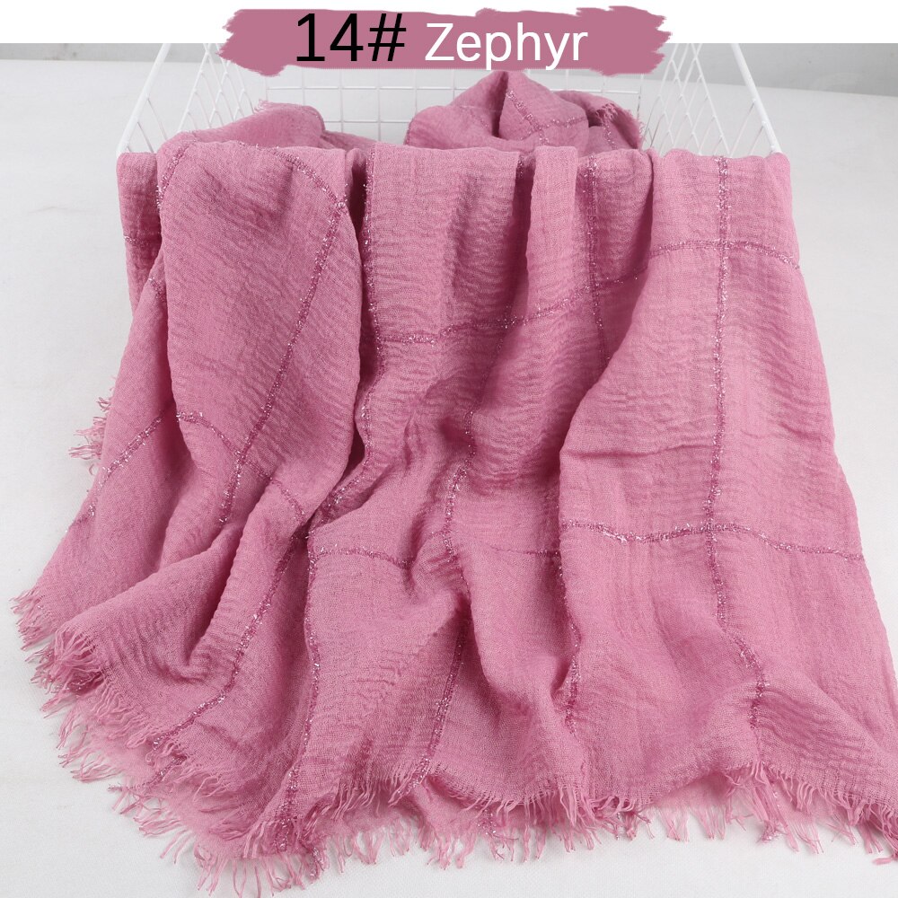 Hijab en coton déchiré pour femmes, , froissé, sertissage, turban, avec paillettes, lignes en dentelle, écharpe de tête, châle,: 14