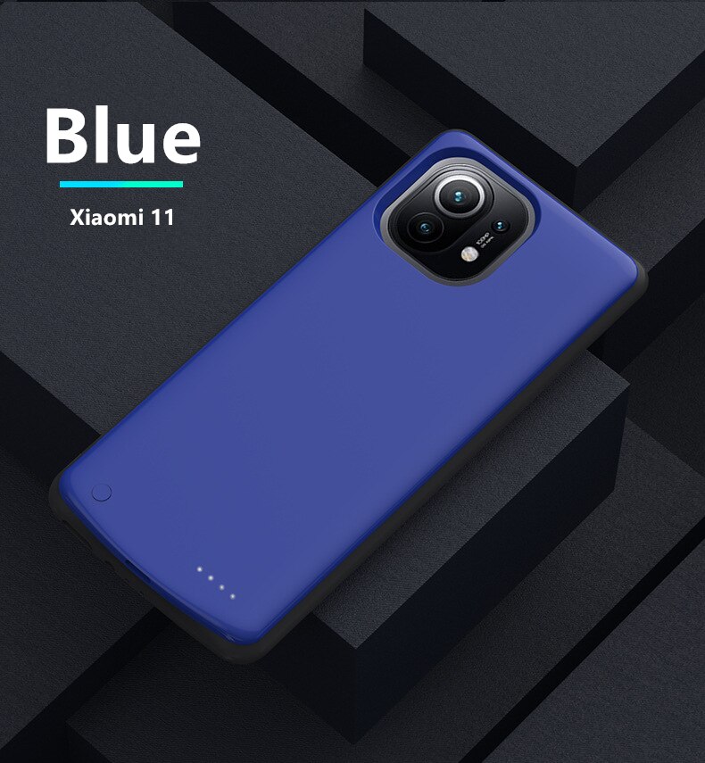 Quling 6800 Mah Voor Xiaomi Mi 11 Batterij Case Batterij Oplader Bank Power Case Voor Xiaomi Mi 11 Batterij Case: Blauw