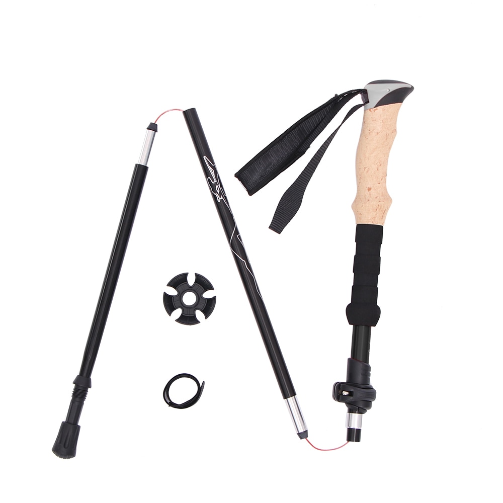 Walking Poles Telescopic Club Adjustable Trekking Poles Telescopic Scandinavian Walking Sticks Anti Shock Hiking Stick: Black