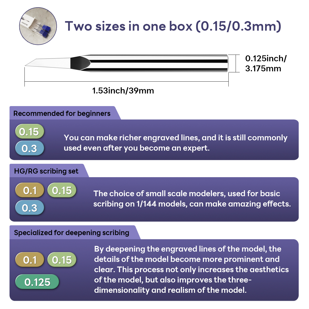 stedi Model Scriber,Tungsten steel Blades,for Modeling Hobby,RG Scale Model,Gundam Model Kit,for Scribing line, Engraved: Ivory