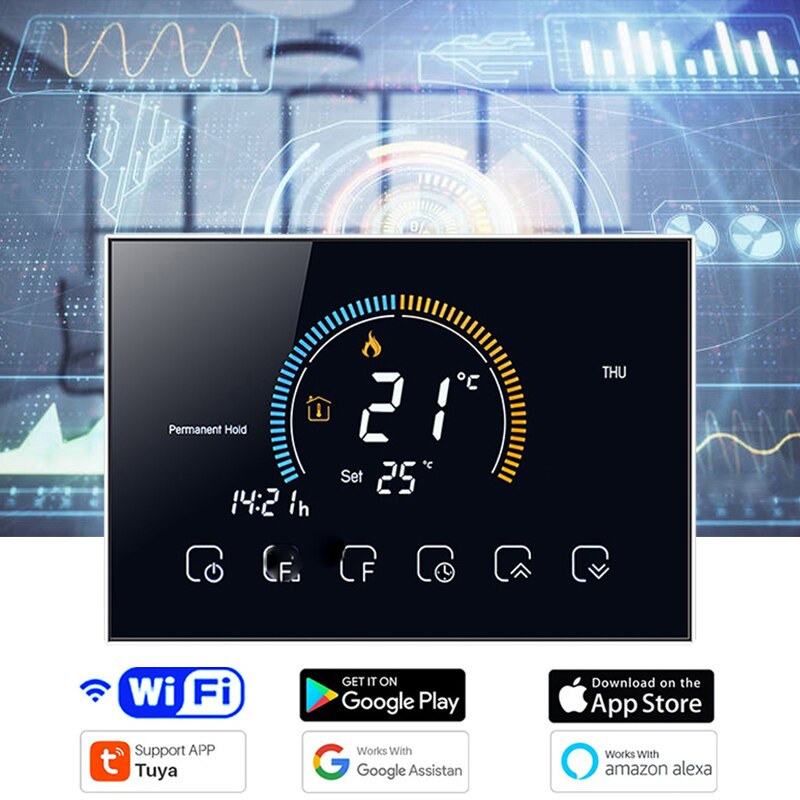 Smart Life WiFi LCD Thermostat Temperature Controller Water/Electric floor Heating Water/Gas Boiler Work with Alexa Google Home