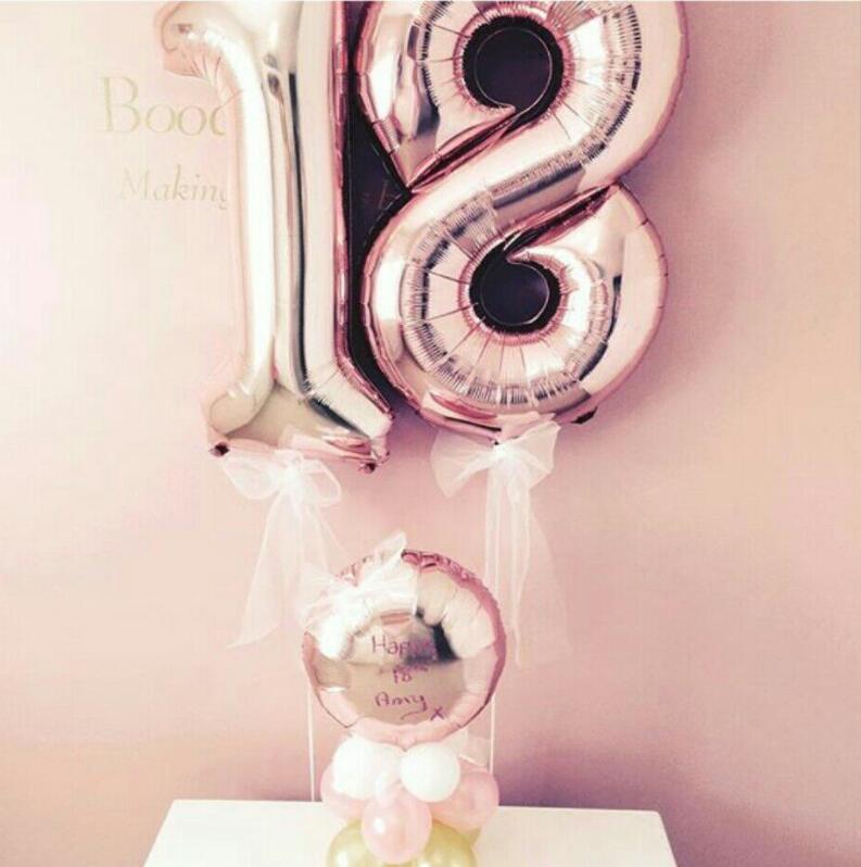 2pcs 32/40 inch Happy 18 Birthday Foil Balloons pink blue gold number 18th Years Old Party Decorations Man Boy Girl Supplies: rose gold / 40inch