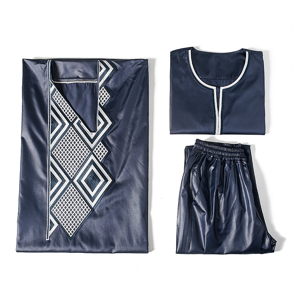 H & D afryki mężczyźni Agbada rękojeść Dashiki plus rozmiar Boubou koszula spodnie garnitur 3 sztuka zestaw męskie ubrania impreza spotkanie formalne strój