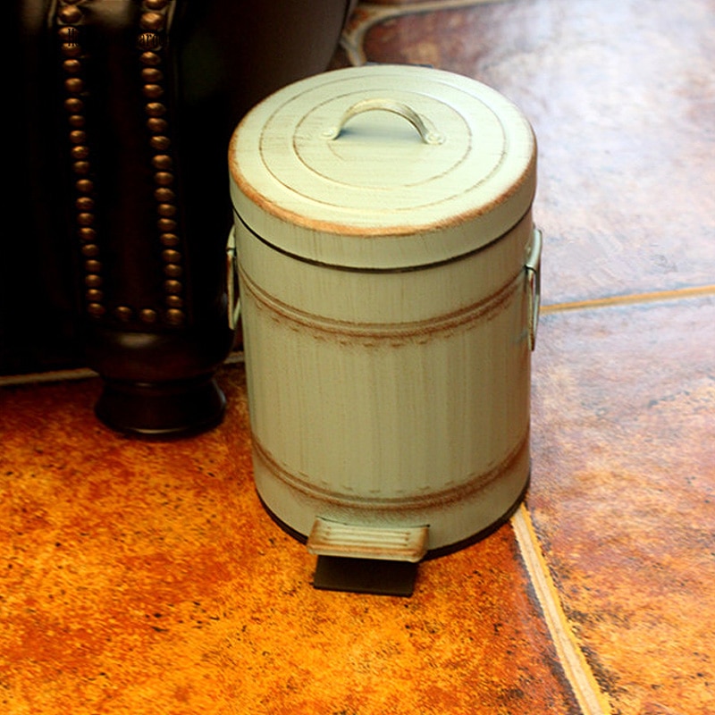small loft retro metal vintage trash bin