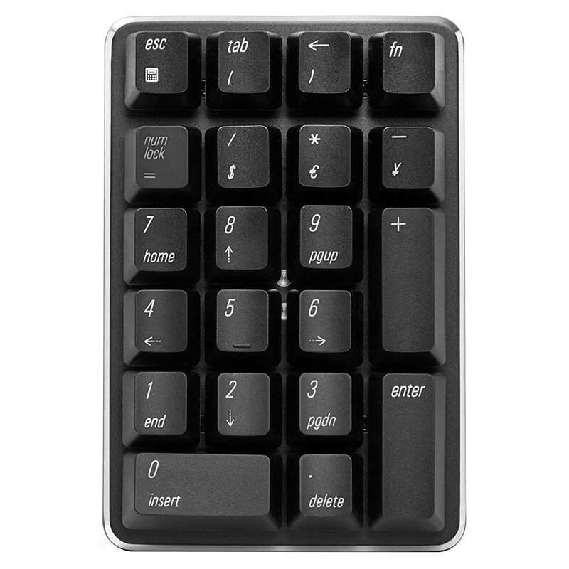 -2.4G Draadloze Mechanische Numeriek Toetsenbord Rode Schakelaar Gaming Toetsenbord 21 Toetsen Draagbare Toetsenbord Extended Layout Black