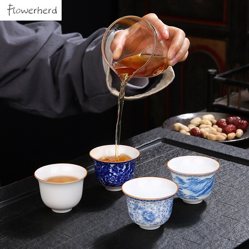 Taza de té de cerámica, juego de té de Kung Fu, taza de porcelana blanca, tazas de agua para el hogar y la Oficina