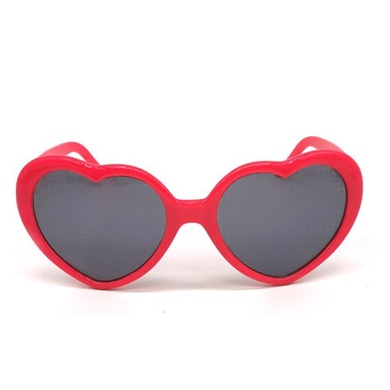 Love Heart Shaped Effects Glasses Watch The Lights Change to Heart Shape At Night Diffraction Glasses Women Sunglasses: Red