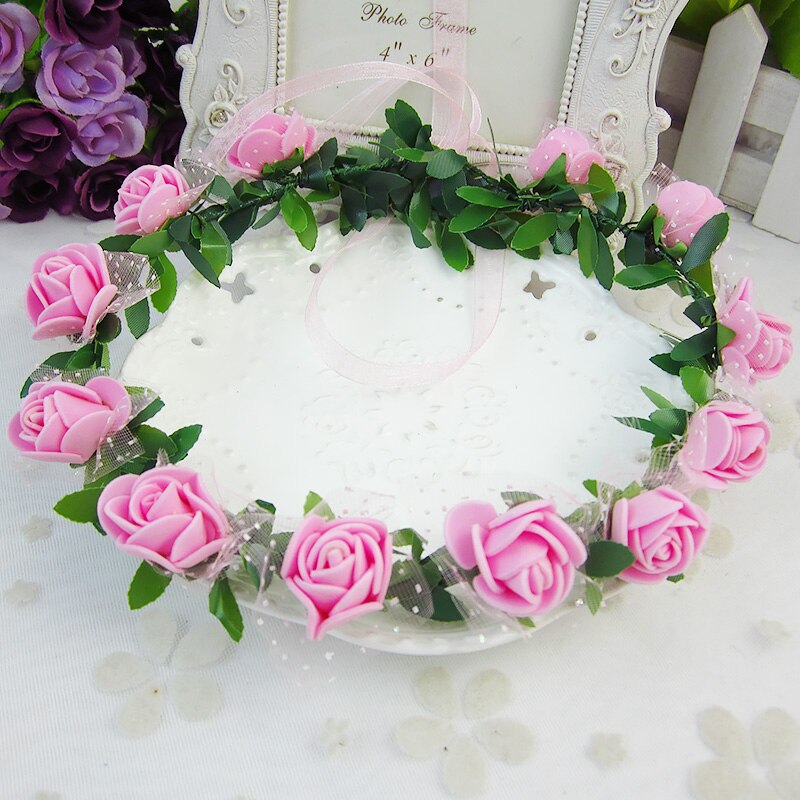 Rose Peony Flower Bridal Floral Crown Hair Band Wreath Mint Head Wreath Party Wedding Headpiece Bridesmaid Accessories