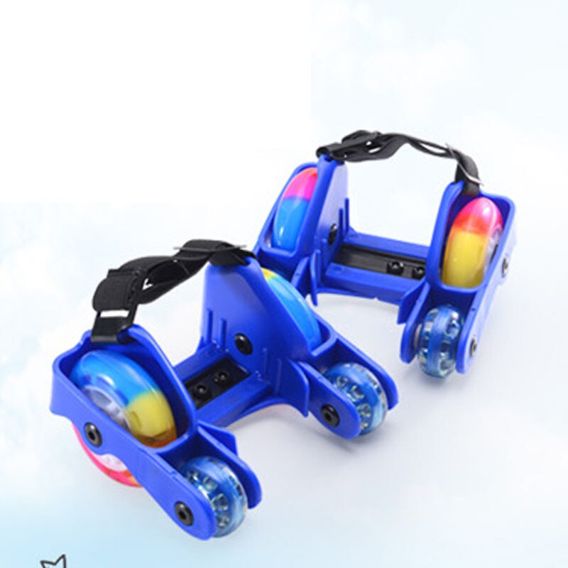 Patines de ruedas luminosos intermitentes, zapatos seguros para niños, patines deportivos de doble fila para patinaje sobre ruedas para adultos y niños: Blue